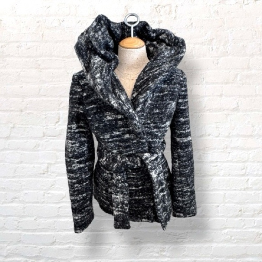 Zara Mohair Wool blend Coat with Tie Belt